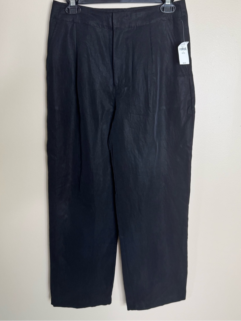 Gap Dressy Tensel Pleated Pant Trouser Black womens size 4 Petite